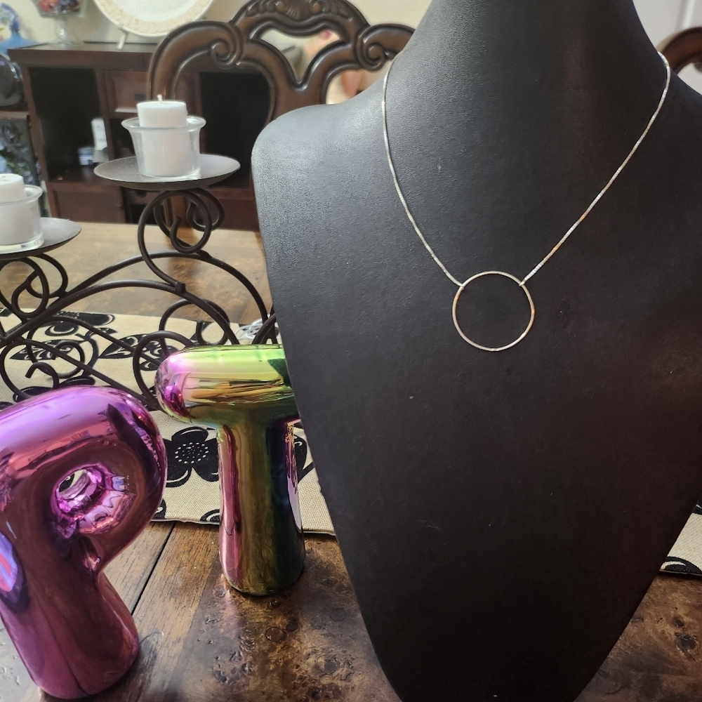 Lele Sadoughi 925 Sterling Silver Circle Necklace